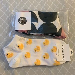 NWT Ankle Rubber Duck Socks & Patterned Crew Socks
